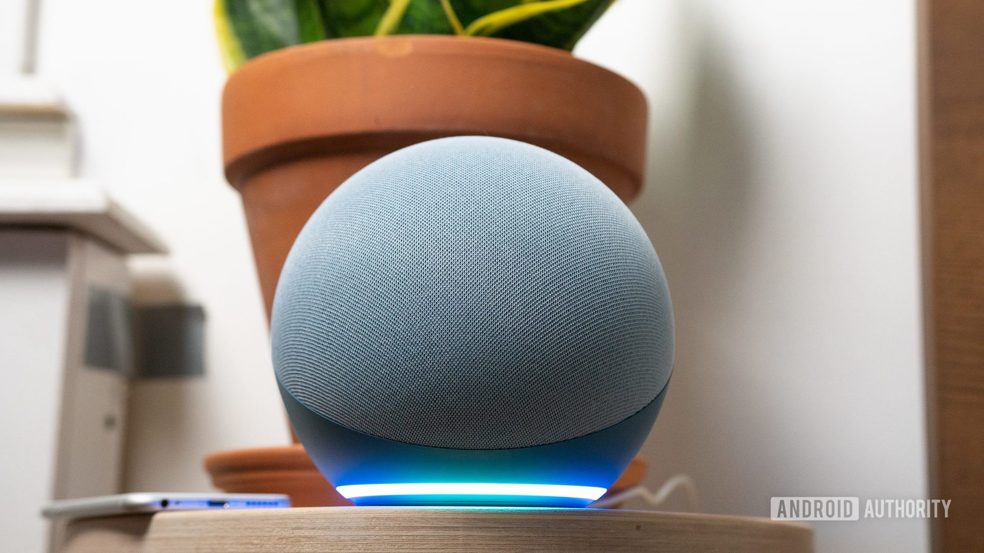 Amazon Echo 4th gen hero A blue light ring on the Amazon Echo 4th-gen