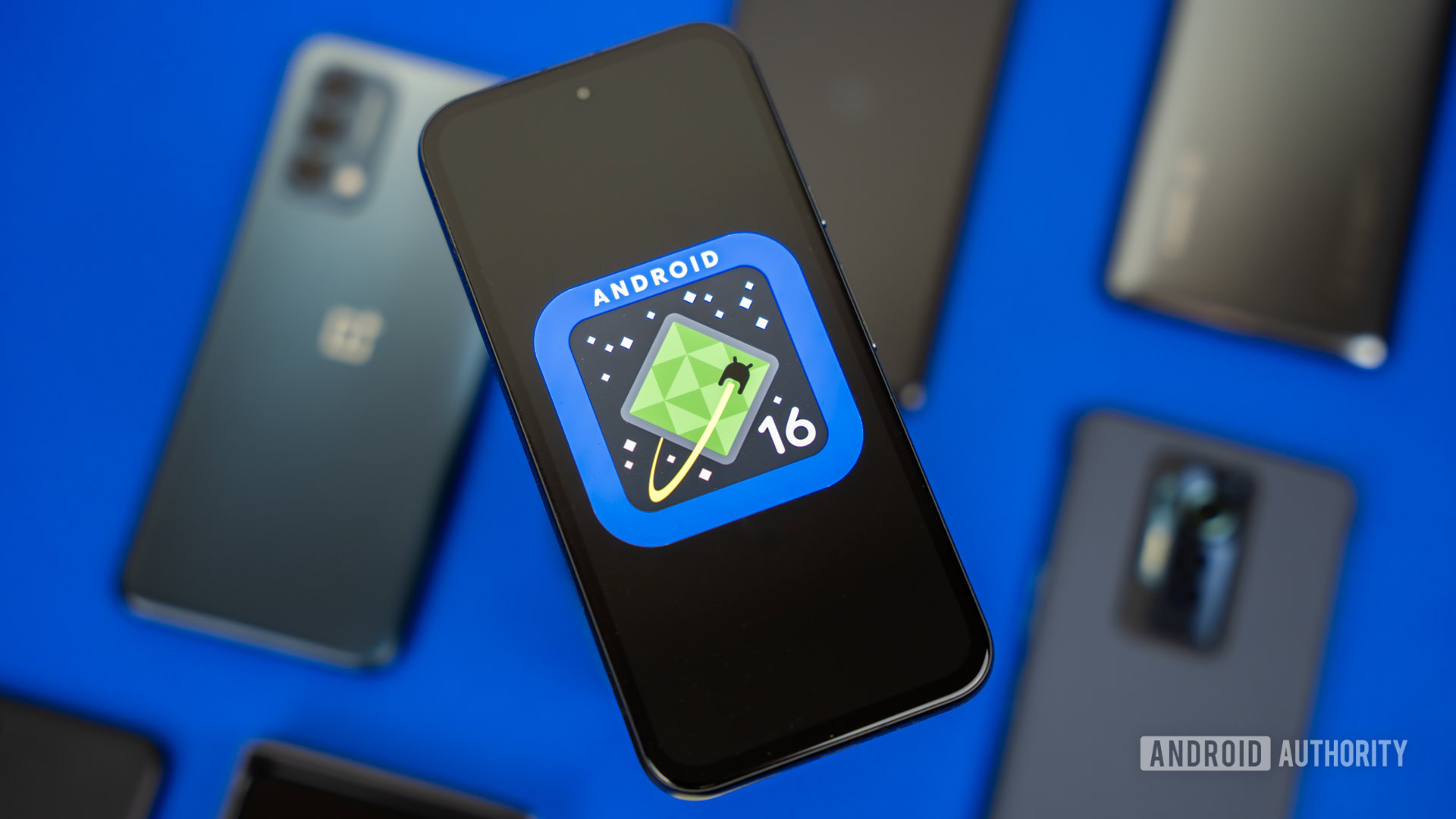 Android 16 logo on smartphone 04 Android 16 logo on smartphone 04