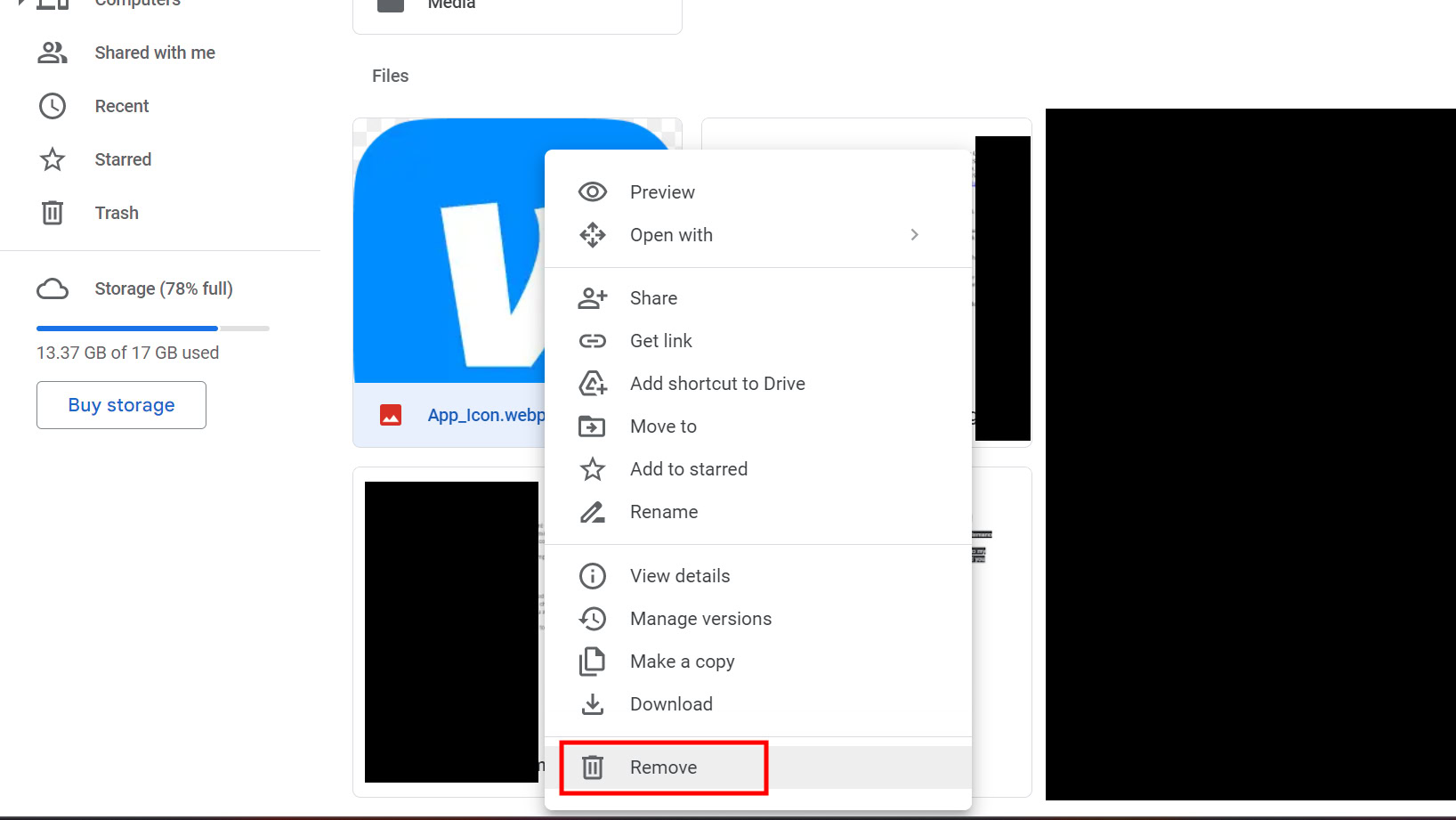 Delete files on Google Drive website Delete files on Google Drive website