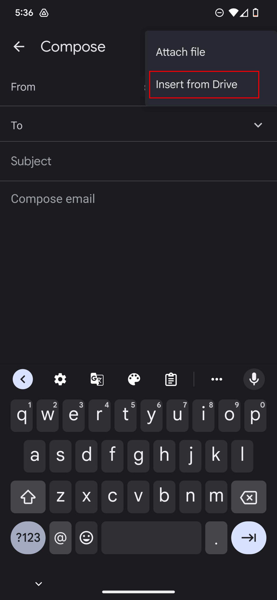 Gmail insert file from Drive web 2