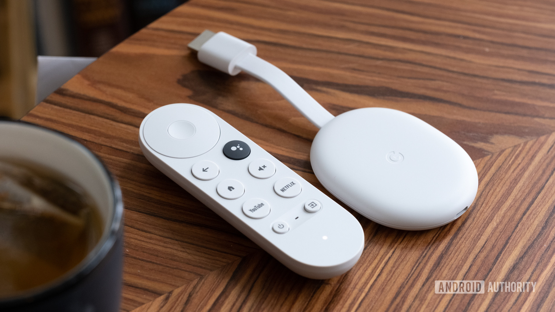 Google Chromecast with Google TV on table style photo Google Chromecast with Google TV on table style photo