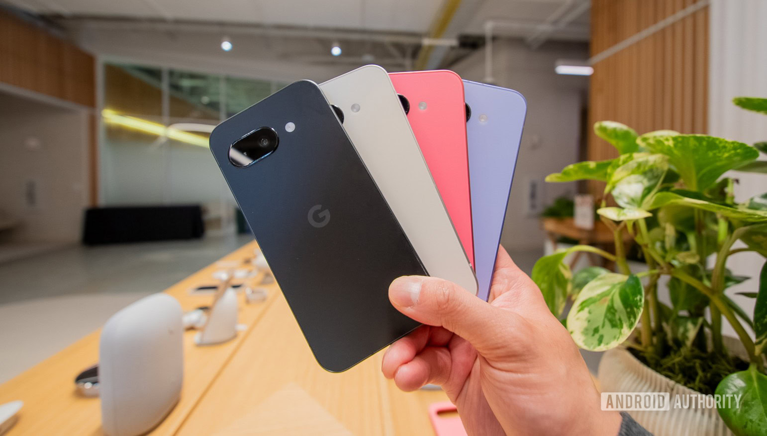 Google Pixel 9a all colors in hand Google Pixel 9a all colors in hand