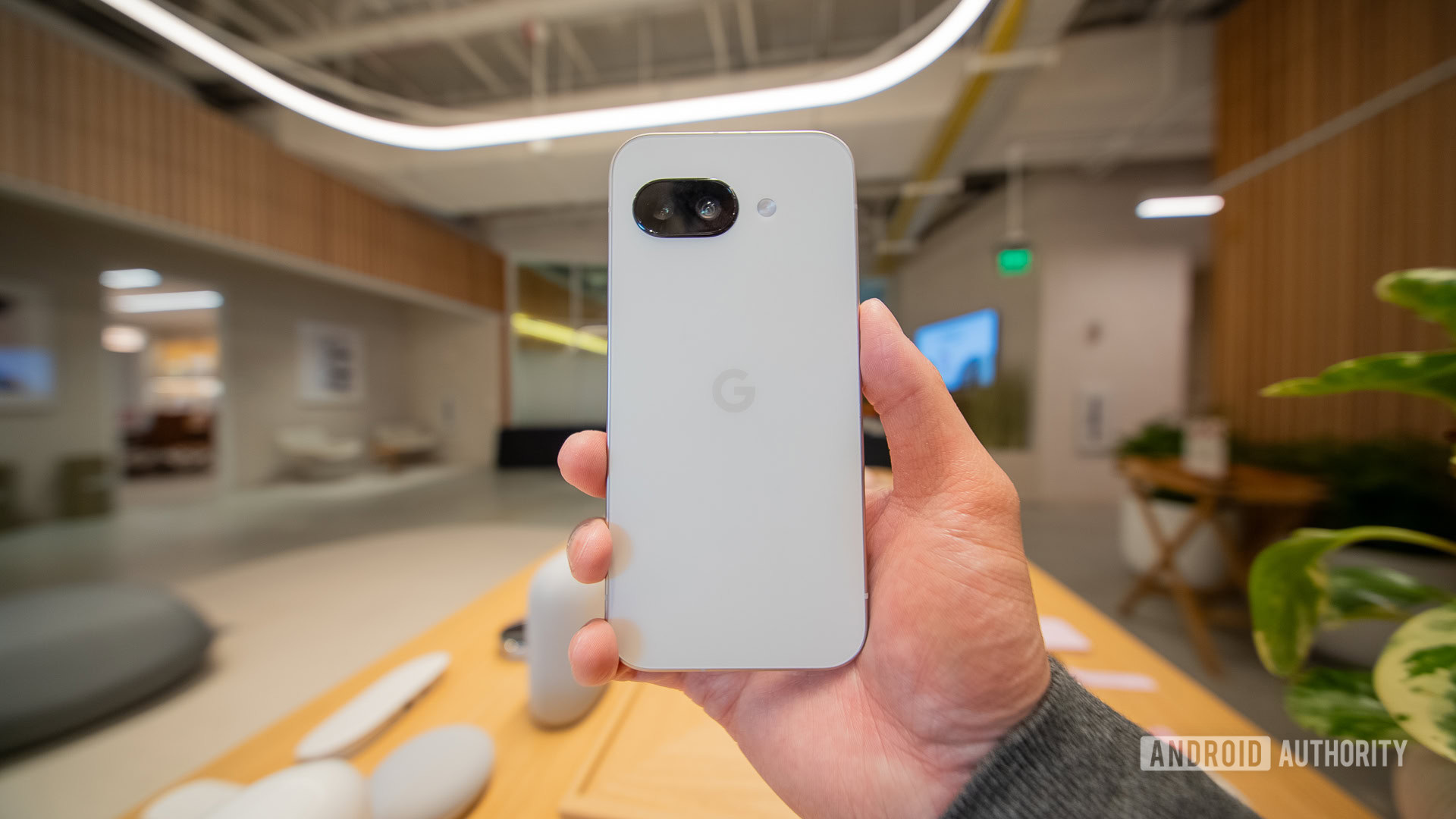 Google Pixel 9a white rear in hand