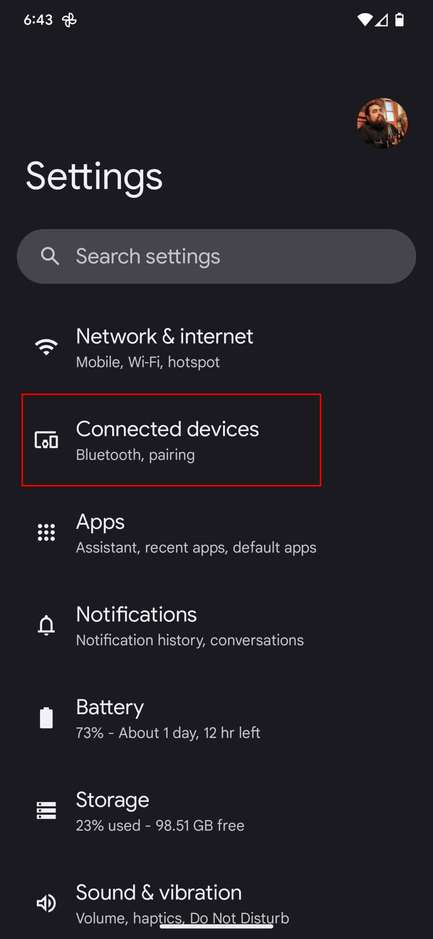 Modify the Android Auto settings 1