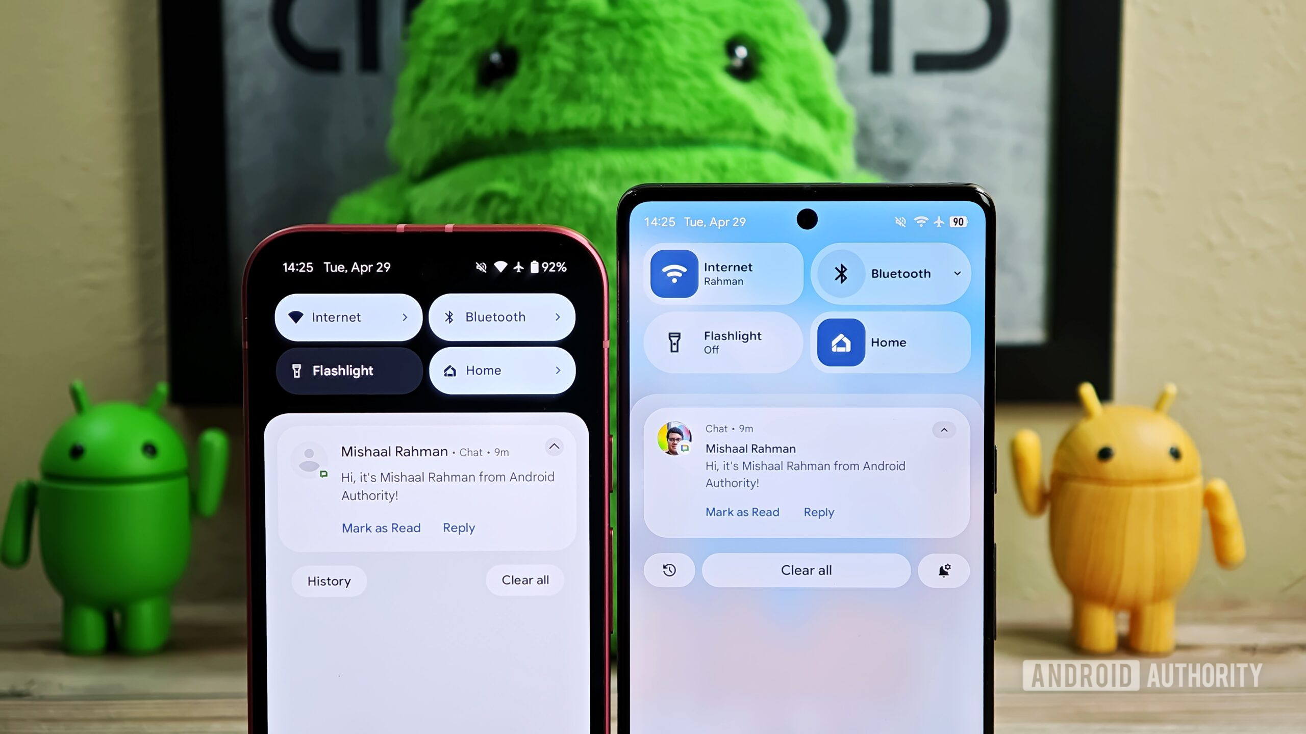 Old vs new Quick Settings panels in Android hero image
