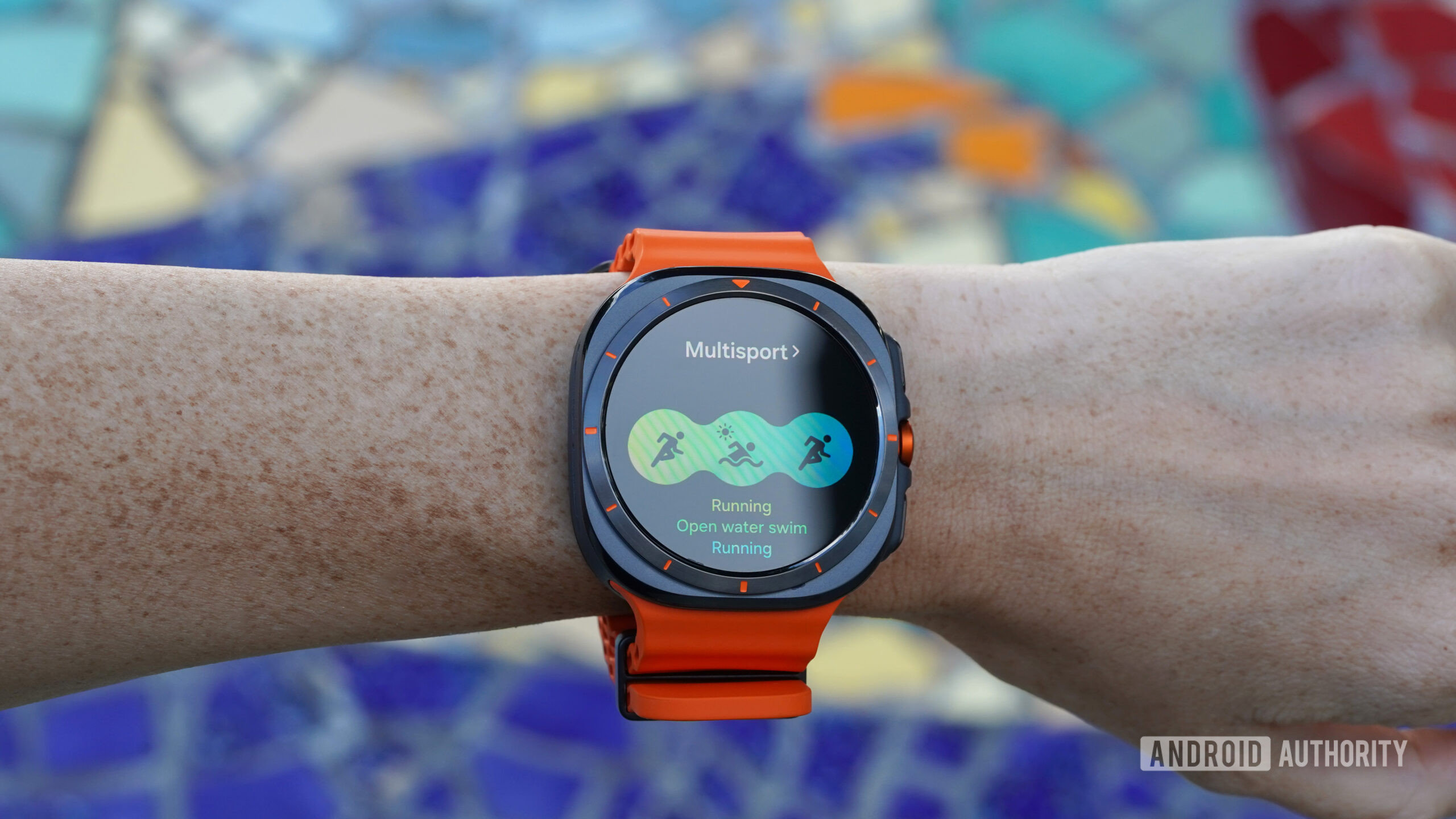 Samsung Galaxy Watch Ultra multisport A Samsung Galaxy Watch Ultra displays multisport mode.